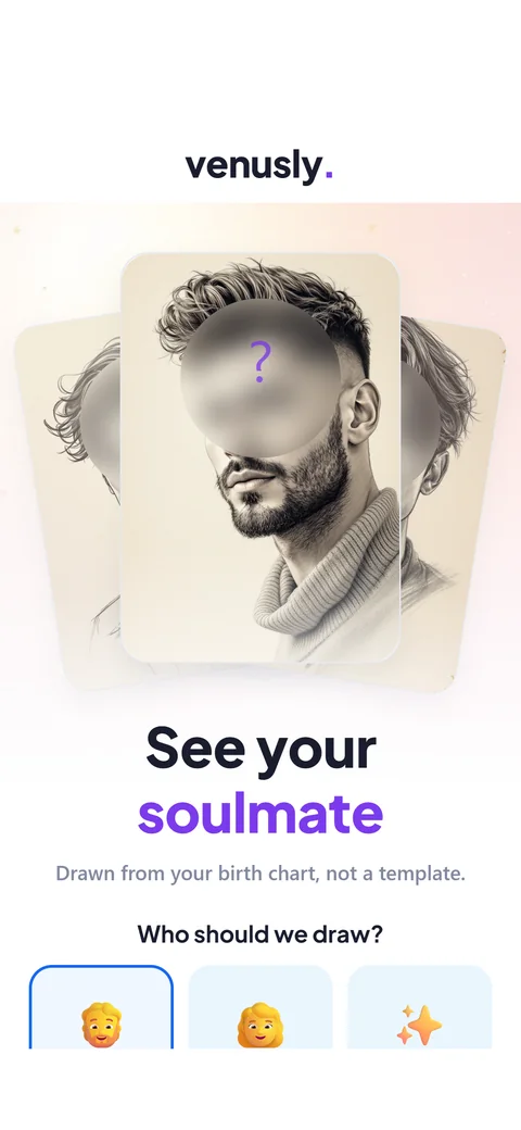 Venusly opening screen: see your soulmate